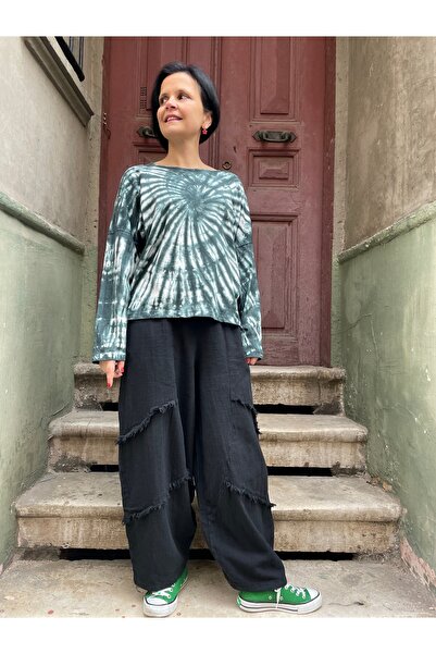 Bohoyasam Unisex Bohem Lastik Bel Pantolon, Rahat Pantolon, Yoga Pantolonu, Şalvar, Pamuklu Pantolon