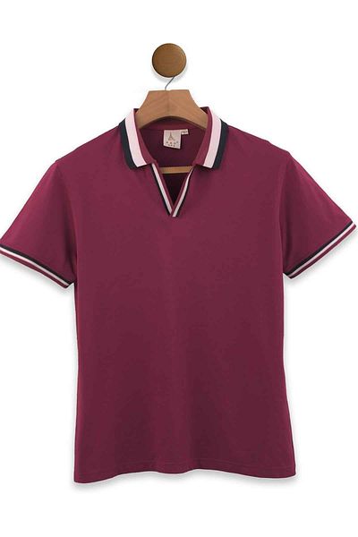 Lilo Co Maroon Stripe Polo