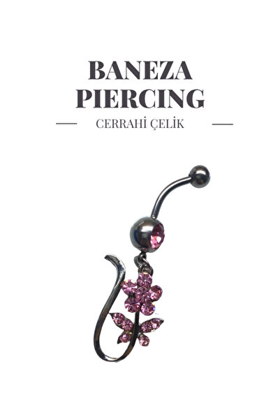 BANEZA Cerrahi Çelik Göbek Taşlı Sallantılı Piercing