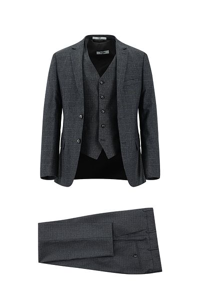 Kiğılı Regular Fit Plaid Vest Combination Suit