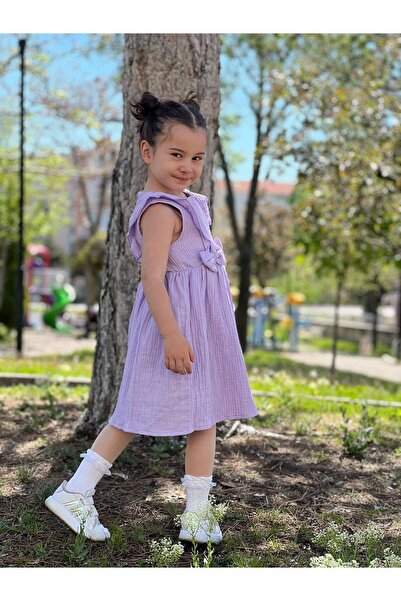 Pollito Girl's Bow Detailed Muslin Dress