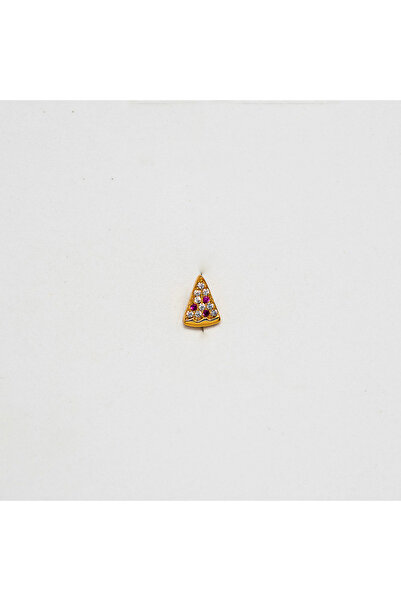Piercing by Sever Pizza Model Çelik Piercing… Altın/Gold Renkli ve Şeffaf Taşlı (TRAGUS HELIX CONCH FLAT)