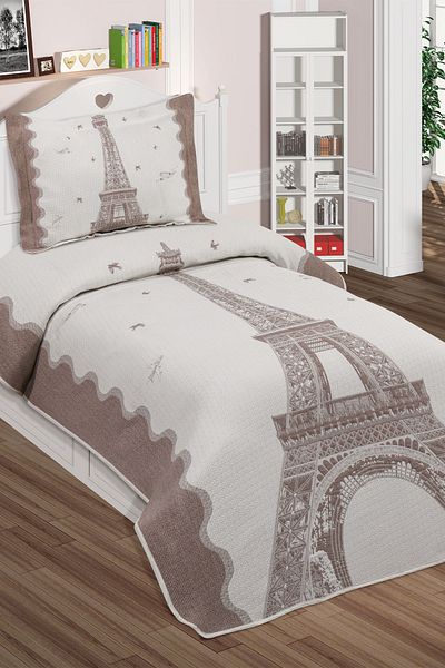My Bed Home Collection STELLA JUMBOO SERIES EYFEL MODEL SINGLE PILLOWED BED COVER