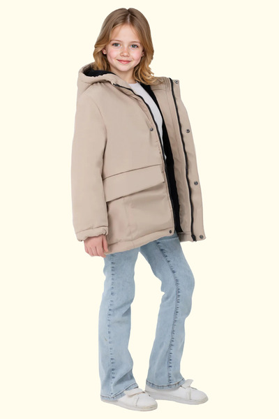 Firststops Girls - Waterproof and Windproof Hooded Fur Coat, 3 Pocket Winter Parka