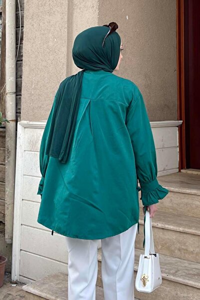 lamelif Flores Ruffle Tunic Emerald Green
