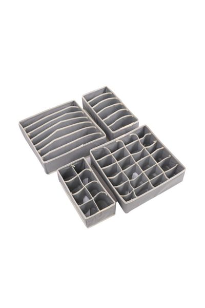 Generic طقم منظم ملابس داخلية من 4 قطع - رصاصي
