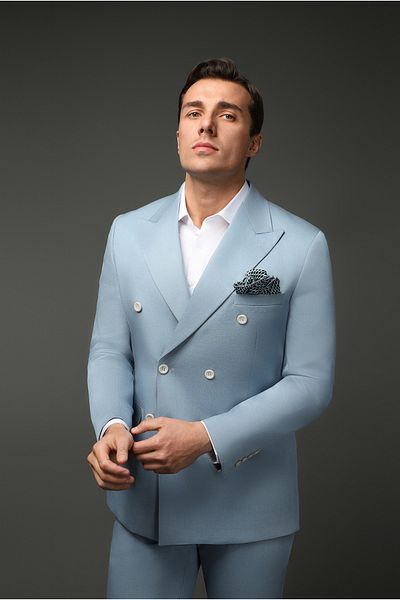 Kiğılı Super Slim Fit Extra Slim Fit Cotton Lyocell Double Breasted Suit
