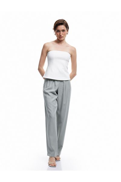 Koton Viscose Fabric Regular Fit Pocketed Pleated Detailed Belted Culotte Fabric Trousers