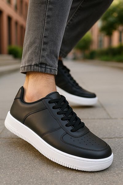 Afşin Air Sneaker - Ασπρόμαυρα γυναικεία-ανδρικά casual αθλητικά παπούτσια, άνετα και casual