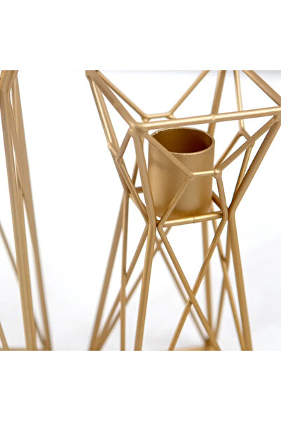 Generic 2 Pieces Geometric Metal Candle Holder - Gold