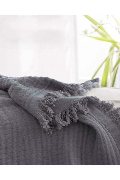 Evlen Home Collection 100% Cotton Double Muslin Bedspread 4 Layer Soft Blanket Muslin Pique Set 3 Pieces