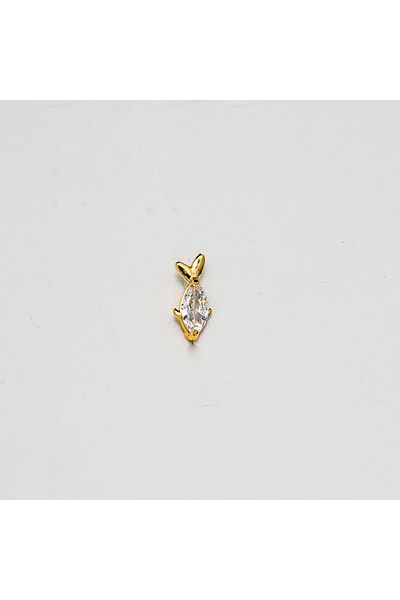 Piercing by Sever Fish Bone Steel Piercing… Gold/Gold Color and Transparent Stone (Targus Helix Conch Flat)