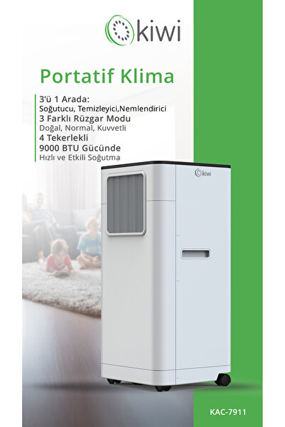 Kiwi Kac-7911 9000 BTU Soğutmalı Kurulum Gerektirmeyen Portatif Taşınabilir Klima