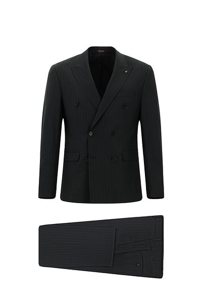 Kiğılı Slim Fit Slim Fit Woolen Striped Double-Breasted Suit