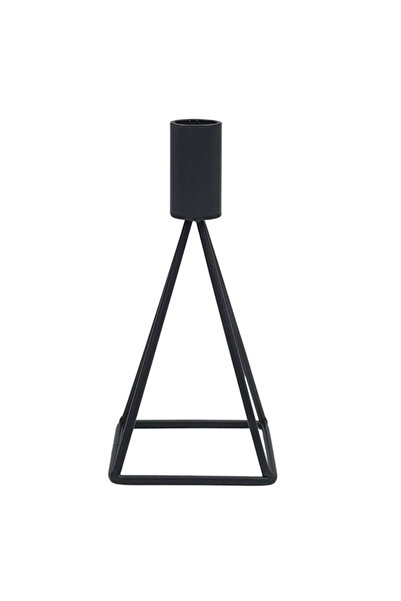 Generic قطعتين من حامل شموع معدني هرمي - أسود