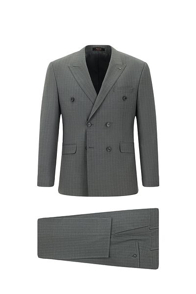 Kiğılı Regular Fit Wool Striped Double Breasted Suit