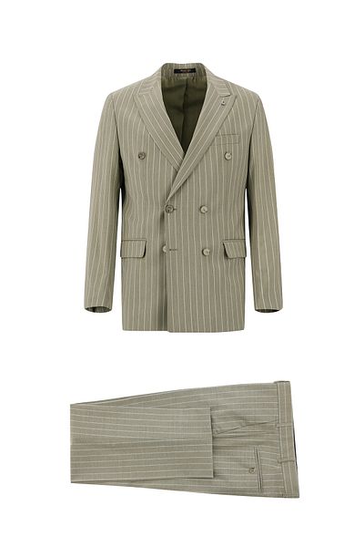 Abdullah Kiğılı Woolen Striped Regular Fit Double Breasted Suit