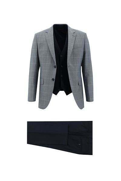 Abdullah Kiğılı Slim Fit Slim Fit Woolen Combination Vest Suit