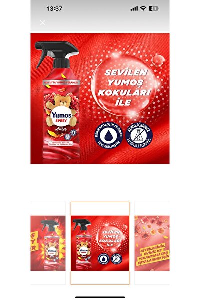 Yumoş oda ve giysi spreyi amber 450 ml