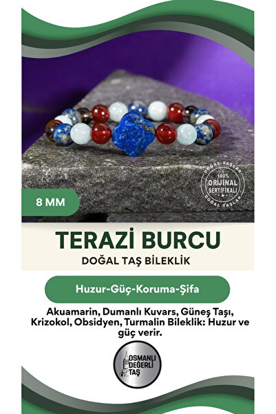 OSMANLI DOĞAL TAŞ Terazi Burcu Doğal Taş 8mm Yonca Bileklik