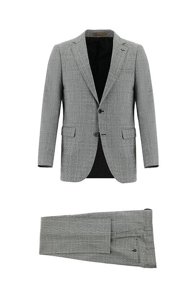 Abdullah Kiğılı Plaid Patterned Guabello Wool Suit - Regular Fit