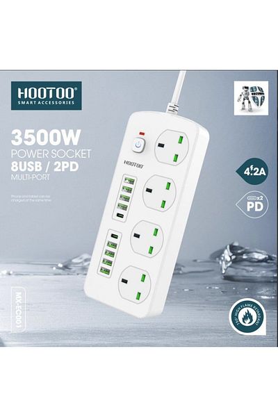 HooToo 3500W Power Strip 5m - White