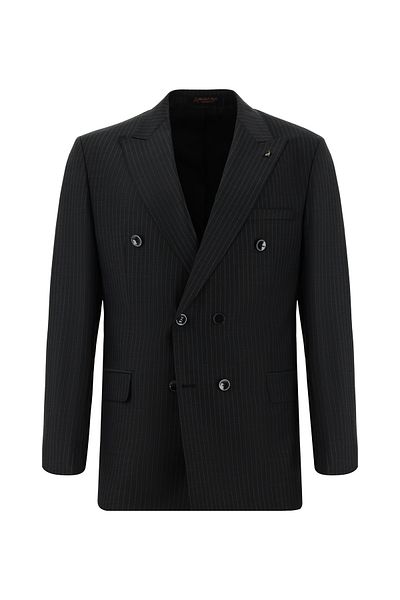 Abdullah Kiğılı Striped Double-breasted Wool Regular Fit Suit