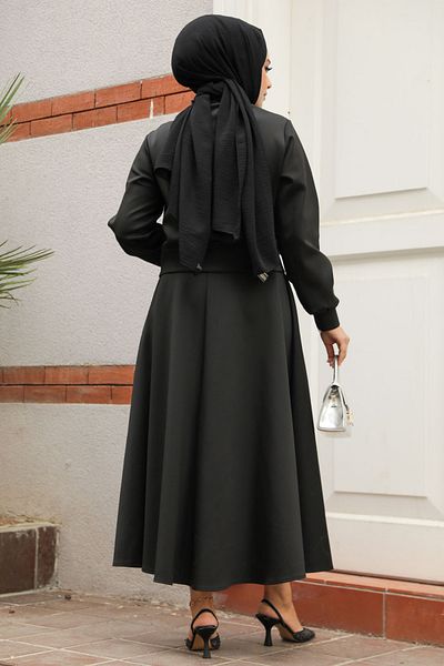 Neva Style بدلة مزدوجة بأزرار مع تنورة حجاب سوداء - 12261S