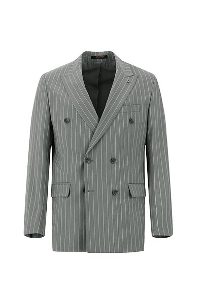 Abdullah Kiğılı Woolen Striped Regular Fit Double Breasted Suit