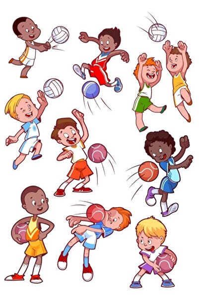 Reysa Tasarım Voleybolcu Küçük Çocuklar Sticker Set 12 Parça Telefon, Tablet,...