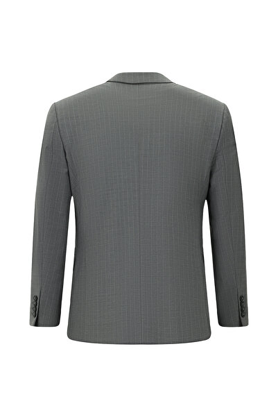 Abdullah Kiğılı Regular Fit Yünlü Çizgili Kruvaze Takım Elbise