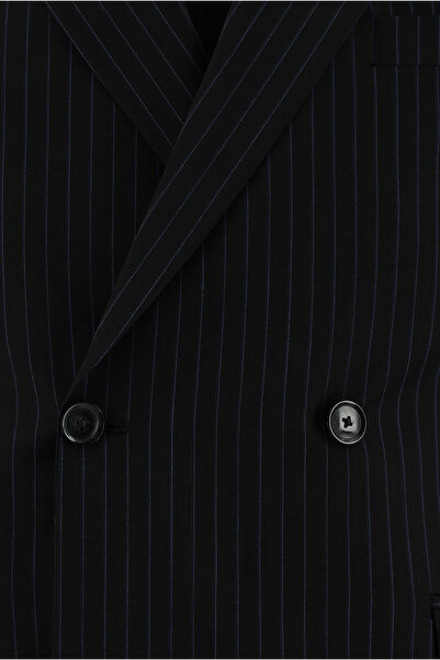 Abdullah Kiğılı Regular Fit Yünlü Kruvaze Çizgili Takım Elbise