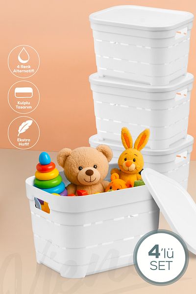 Vienev 5 Liter Perforated Storage Box with 4 Lids White