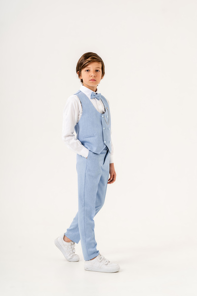 carino's kids Erkek Çocuk Smokin Takım Elbise – Yelekli Papyonlu Gömlekli 4’lü Set