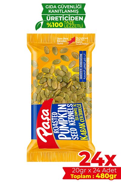 Paşa Kuruyemiş Processed Inner Pumpkin Seeds 20 g X 24 Pcs (480Gr)