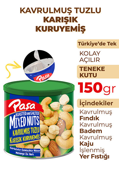 Paşa Kuruyemiş Kavrulmuş Karışık Kuruyemiş Teneke Kutu 150 gr
