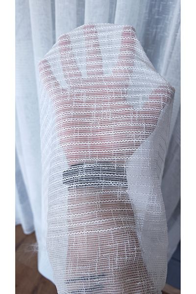 Yuka Organic Striped Linen Tulle Curtain 1/3 Tight Pleat Ecru Tulle Curtain Non-Wrinkle Don't Want to Iron Skirt with Lead