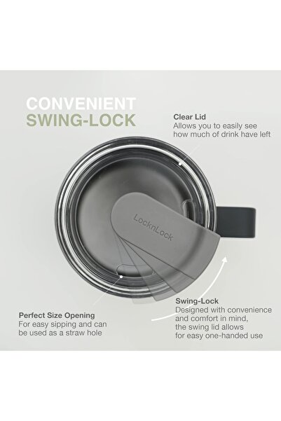 locknlock Metro Mug 355ml Mint – Double-Wall Insulated Stainless Steel Mug with Spill-Resistant Lid