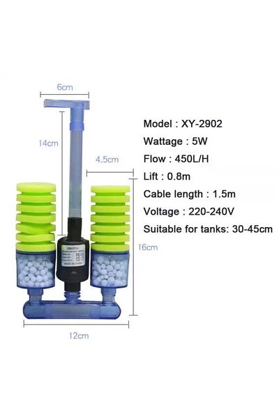 Xinyou Two Sponge Motorized Ceramic Pipe Filter Xy-2902