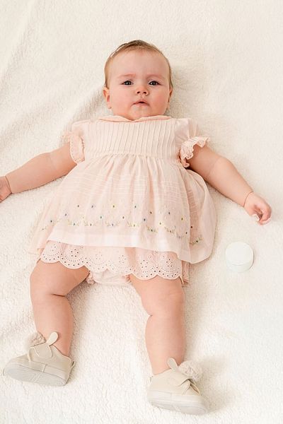 Baby Animals Baby Girl Girl Kid Birthday Party Wedding Dress Short Sleeve Ruched Lined Romper