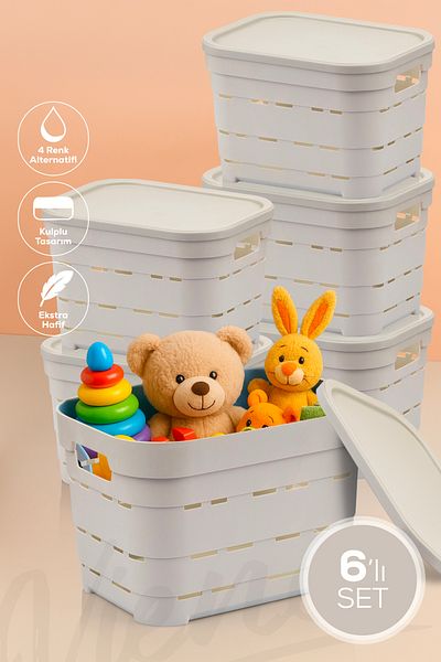 Vienev Cutie de depozitare perforată de 5 litri cu 6 capac bej