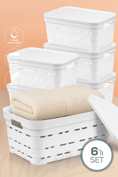 Vienev 6 Lid 10.8 Liter Perforated Storage Box White