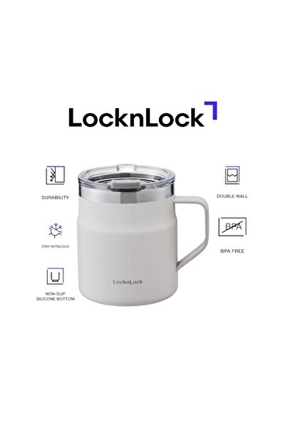 locknlock Metro Mug 355ml White – Double-Wall Insulated Stainless Steel Mug w...