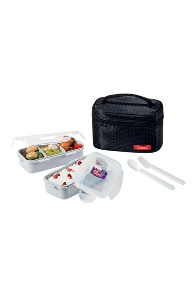 locknlock 2PC Insulated Lunch Bag Set - Black, Airtight and BPA-Free Containers