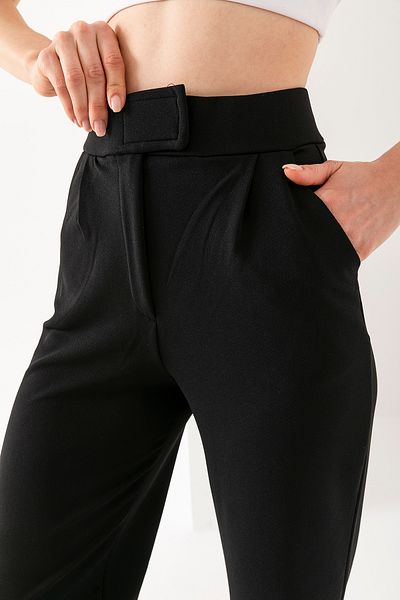 GİYSA Women's Black Velcro High Waist Palazzo Trousers - 5920 -5146