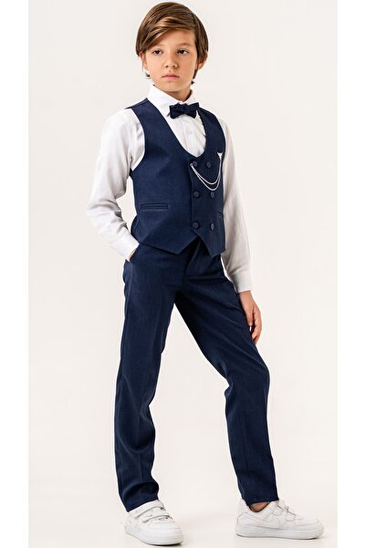 carino's kids Boy's Tuxedo Suit - Set of 4 with Vest, Bow Tie and Shirt