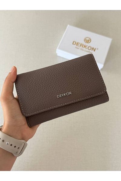 DERKON Medium Size Genuine Leather Women's Wallet Mink Color