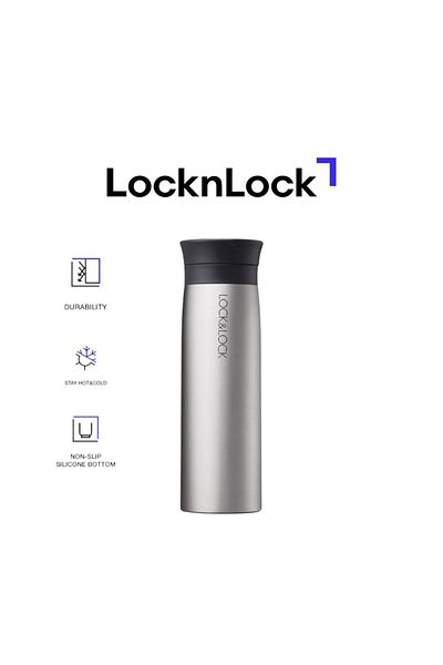 locknlock 400ml Stainless Steel Tumbler Travel Mug for Hot & Cold Beverages - Grey