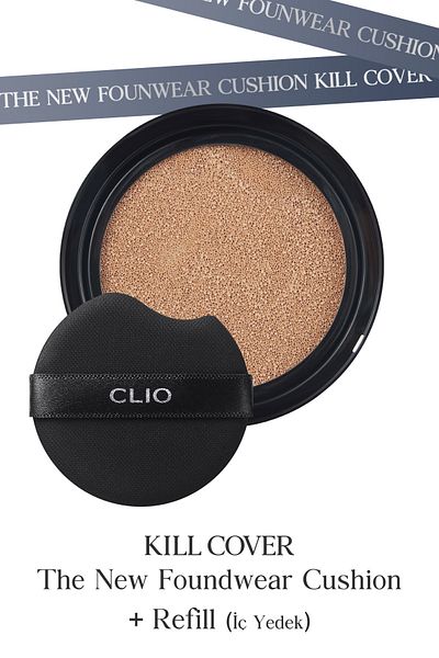 CLIO Clio Kill Cover - New Founwear Cushion, Permanent Cover + Refill Spf50 + Pa+++ (2.5 Ivory)