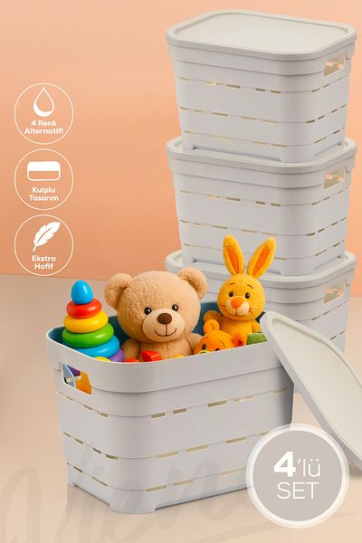 Vienev Cutie de depozitare perforată de 5 litri cu 4 capac bej